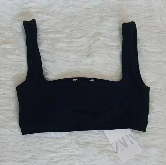 ZARA Stretch Polyamide Bodycon Crop Top - Picture 4 of 6